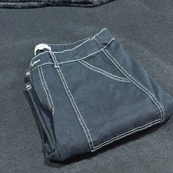 Black Ultra Stretchy Juniors Cargo Pants with White Stitching - Picture 6 of 8